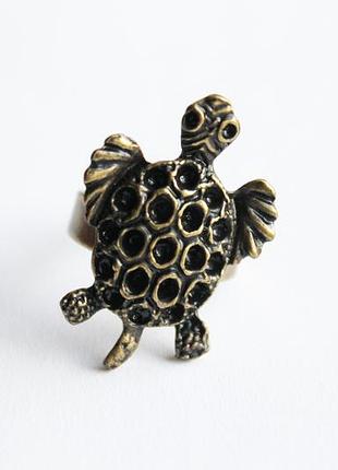 Кольцо черепаха медный сплав античная бронза турция регулируемый размер