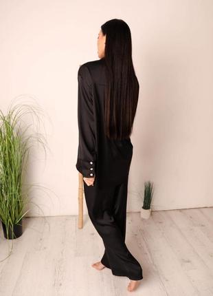 20048 домашний костюм женская черная шелковая пижама сакура оверсайз6 фото