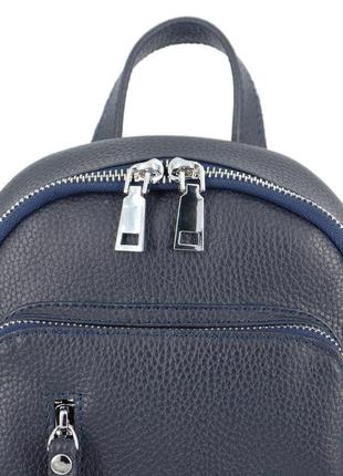 Стильная кожаная темно-синяя сумка-рюкзак с текстильным ремнем, цвета в ассортименте3 фото