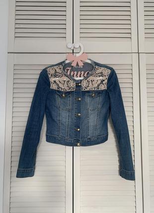 Джинсовая курточка с кружевом, relish, размер s/m