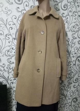 Кашемировое с шерстью нюдовое пальто оверсайз  cashmere2 фото