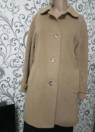 Кашемировое с шерстью нюдовое пальто оверсайз  cashmere3 фото