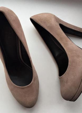 Кожаные туфли нюд бежевые классические, bata 37-38 р.7 фото
