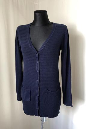 T&g синій кардиган вузька довга бавовна приталена базова бавовняна кофта на ґудзиках у рубчик