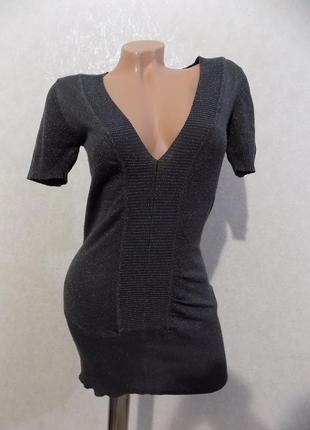 Кофта-туника с люрексом серая фирменная vero moda размер 42-44