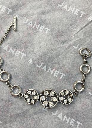 Браслет белого металла с камнями, бижутерия