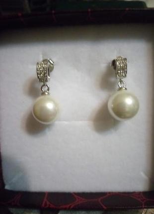 Роскошные серебряные серьги sea shell pearl8 фото