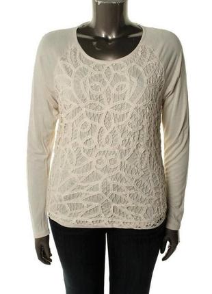 Лонгслив с кружевом ручной работы по переду ( вискоза + хлопок) размер xl