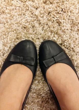 Кожаные черные туфли балетки 36.5-37 размер2 фото