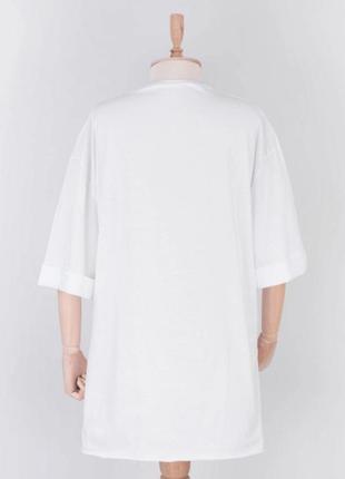 Стильна біла футболка з написом оверсайз великий розмір батал3 фото
