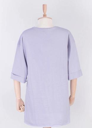 Стильная фиолетовая сиреневая лиловая футболка с надписью оверсайз большой размер батал3 фото