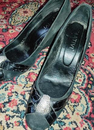 Туфли на танкетке натуральный замш и кожа на ногу 39-40