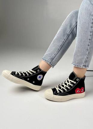 Высокие женские кеды converse черные (36-40)