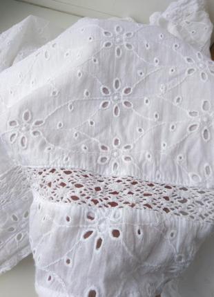 Красивая фирменная хлопковая блуза с вышивкой ришелье nutmeg р.10 (индия)7 фото