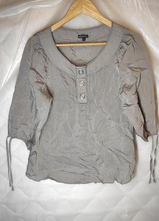 Блуза жіноча 46 розмір рукав три четверті рубашка сорочка m бежева сіра