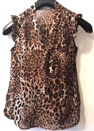 Karen millen блузка  с бантом леопардовый принт