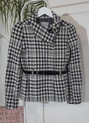 Твидовое пальто/жакет гусиная лапка h&m. шерстяное пальто