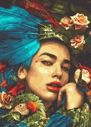 Картина за номерами амазонка в пір'ї браш 6