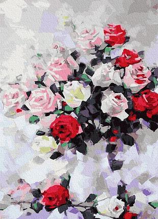Картина по номерам букет на белом фоне рейн 6