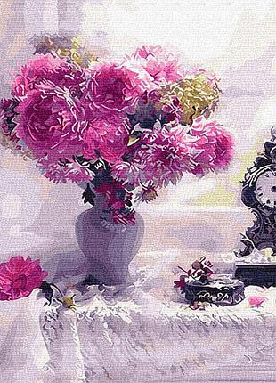 Картина по номерам пионы и часы рейн 6