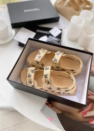 Dad sandals beige logo, женские сандали, сандалии летние бежевые10 фото