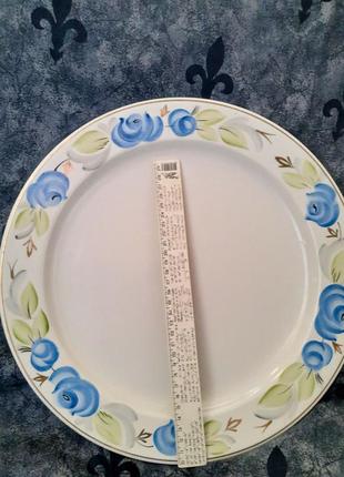 Блюдо заводу пролетар минулого століття, тарелка d 36 см. ручний розпис, позолота. посуд срср