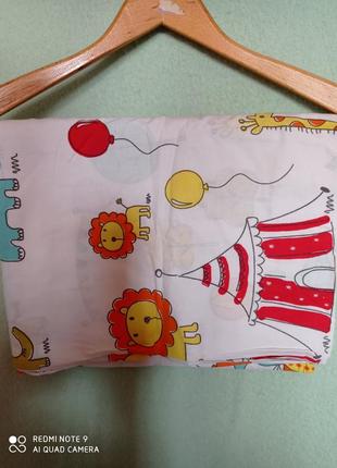 Хлопковый пододеяльник натуральный хлопок 100 цирк животные на кнопках бавовна бавовняний