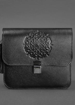 Сумка мала крос-боді натуральна шкіра жіноча чорна