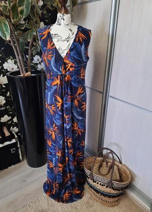 Пляжное длинное новое платье george, тропический принт🌴1 фото