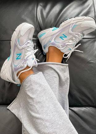 New balance 530 silver blue женские кроссовки нью беленс 530 серые с голубым