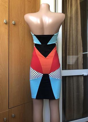 Бандажное яркой трикотажное вечернее платье футляр river island