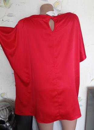 Алая атласная блузка с пояском2 фото