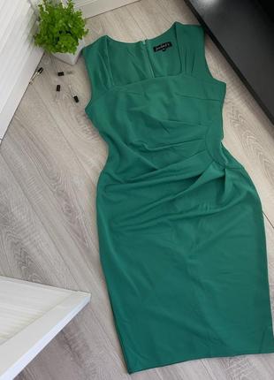 Платье миди зеленое в обтяжку 14 италия нарядное л м