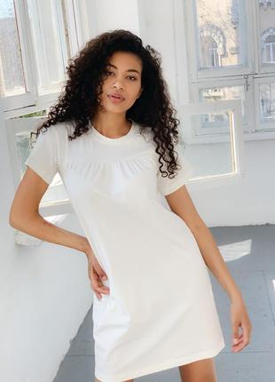 Удобное женское летнее платье-футболка из турецкого трикотажа! цвет белый2 фото