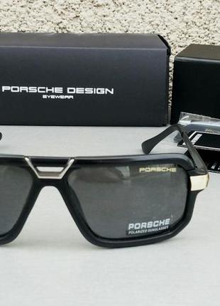 Porsche design окуляри чоловічі сонцезахисні чорні з золотом поляризированые3 фото