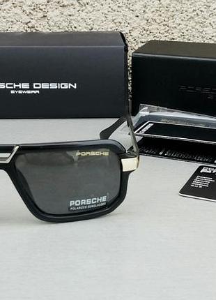 Porsche design окуляри чоловічі сонцезахисні чорні з золотом поляризированые2 фото