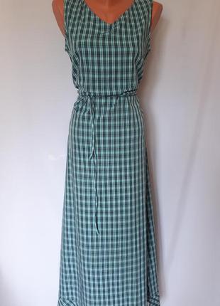 Стильное длинное бирюзовое в клетку платье rohan (размер 38-40)5 фото