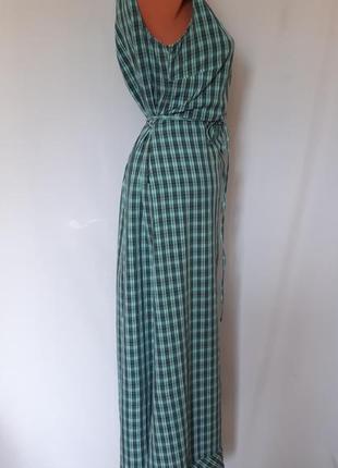 Стильное длинное бирюзовое в клетку платье rohan (размер 38-40)4 фото