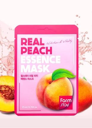 Тканинна Маска для обличчя з екстрактом персика farmstay real peach essence mask2 фото