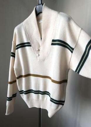 Вінтаж світлий джемпер светр з коміром на гудзиках3 фото