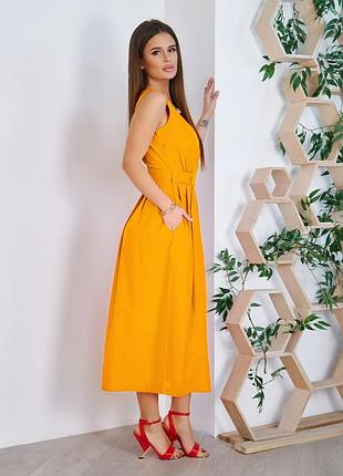 Горчичное платье с декольте на запахарт: 11757_горчичный