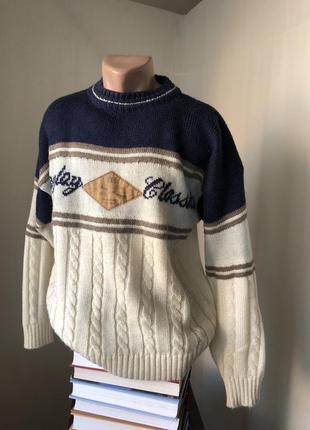 Airplag вінтаж 90-е джемпер білий синій коси бойз