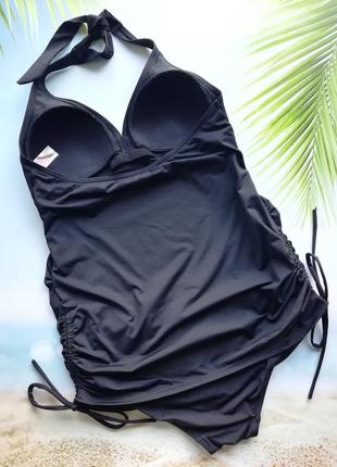Черные сдельный купальник драпировка, чорний суцільний3 фото