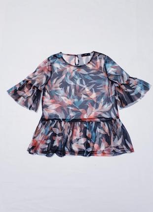 Блуза - сетка с рюшами блузка с оборкой гавайский принт р s