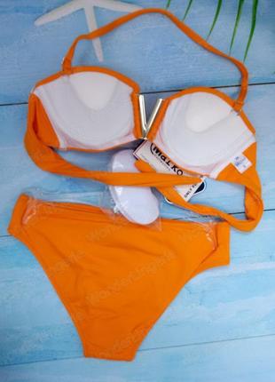 Shanon m-323 marko оранжевый купальник со съемной бретелью чашки пушап2 фото