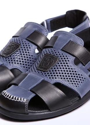 Сандалии кожаные kristan nubuck blue-black8 фото