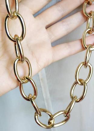 Ланцюг на шию золотий цепь чокер золото широкая цепочка6 фото
