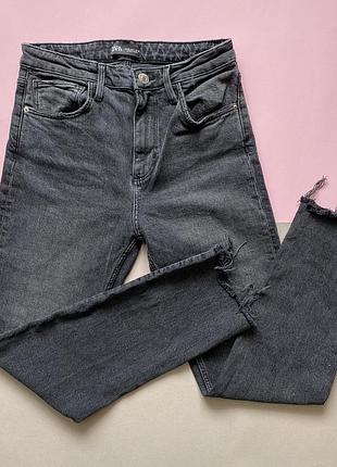 Темно сірі плотні прямі джинси zara розмір eur 38