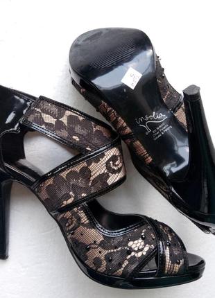 38р. - винтажные туфли "гипюр, атлас, лак" - великобритания