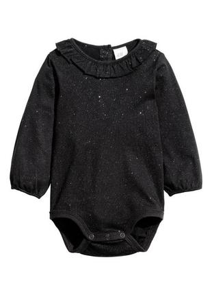 Натуральные фирменные бодики с воланом и блестками h&m